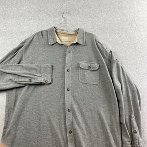 Duluth Button Up Sweatshirt Top XXXL Pocket Heavy Mens 3XL Gray Shacket Shirt